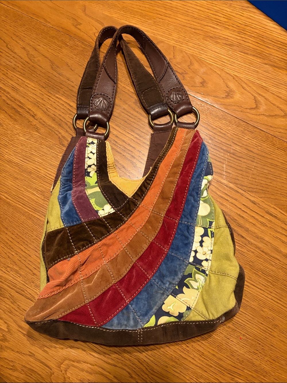 Lucky Brand vintage inspired Boho Patchwork Velvet Multi-Color Shoulder Bag - Picture 2 of 7